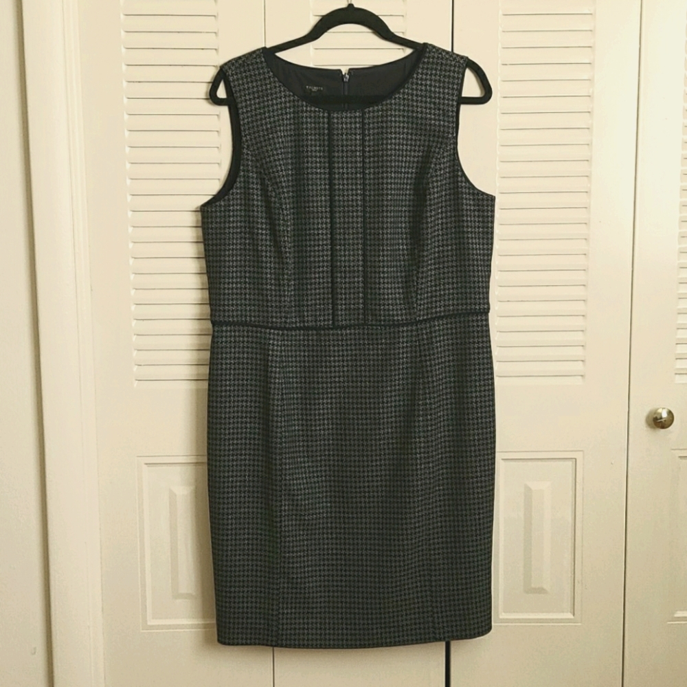Pencil dress, navy, herringbone